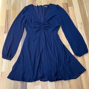 Lulu’s Swiss Dot Long Sleeve Skater Dress (size S)